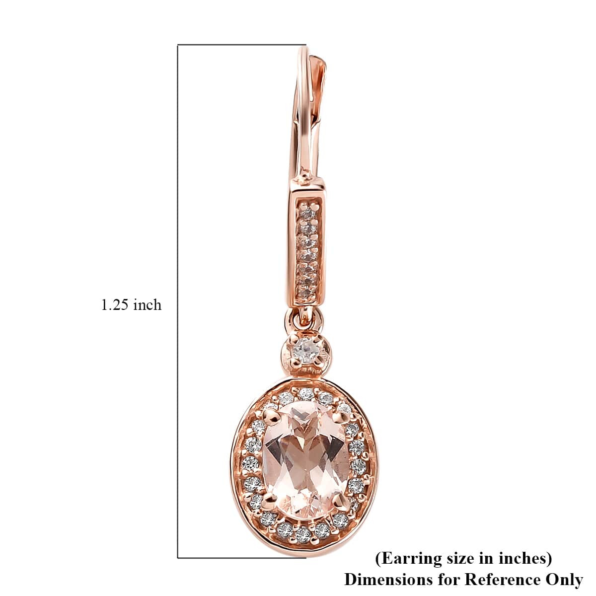 Marropino Morganite and Natural White Zircon Halo Dangle Earrings in Vermeil RG Over Sterling Silver 1.90 ctw image number 4