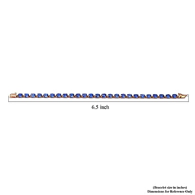 Luxoro 14K Yellow Gold Premium Ceylon Blue Sapphire 11.40 ctw Tennis Bracelet (6.50 In)