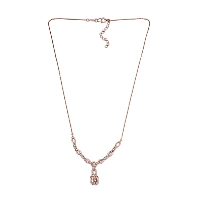 Premium Marropino Morganite and Natural White Zircon Necklace 18 Inches in Vermeil Rose Gold Over Sterling Silver 2.10 ctw