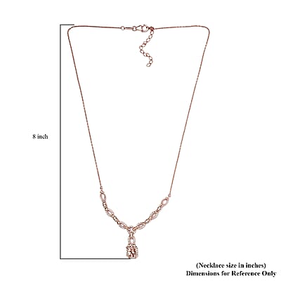 Premium Marropino Morganite and Natural White Zircon Necklace 18 Inches in Vermeil Rose Gold Over Sterling Silver 2.10 ctw