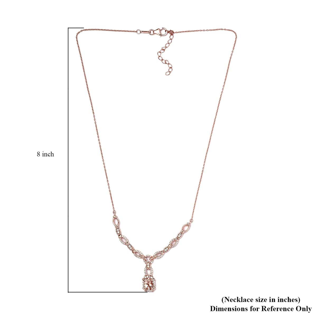 Premium Marropino Morganite and Natural White Zircon Necklace 18 Inches in Vermeil Rose Gold Over Sterling Silver 2.10 ctw image number 5