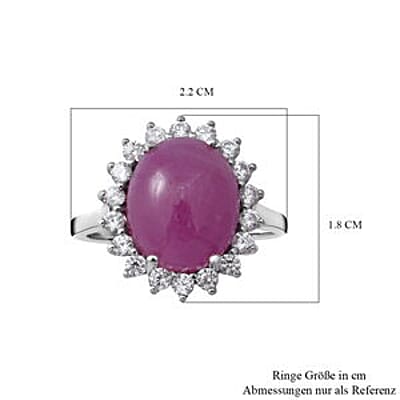 Natural Pink Sapphire and White Zircon 8.34 ctw Ring in Platinum Over Sterling Silver (Size 10.0)