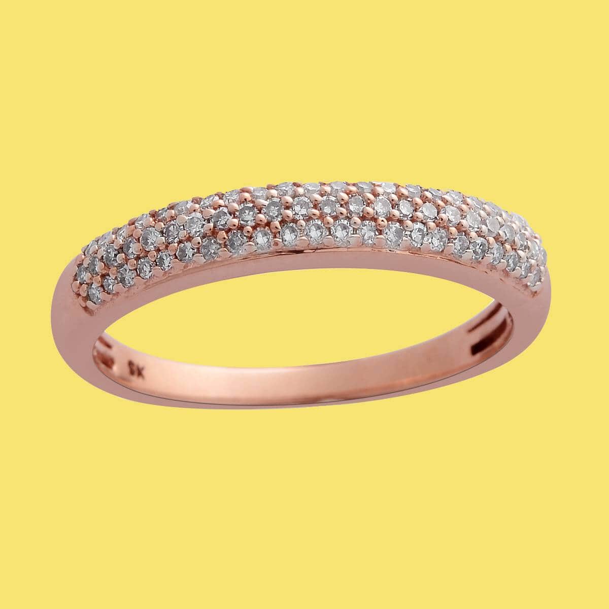 Natural Pink Diamond 3 Row Band Ring in Vermeil Rose Gold Over Sterling Silver (Size 6.0) 0.33 ctw image number 1