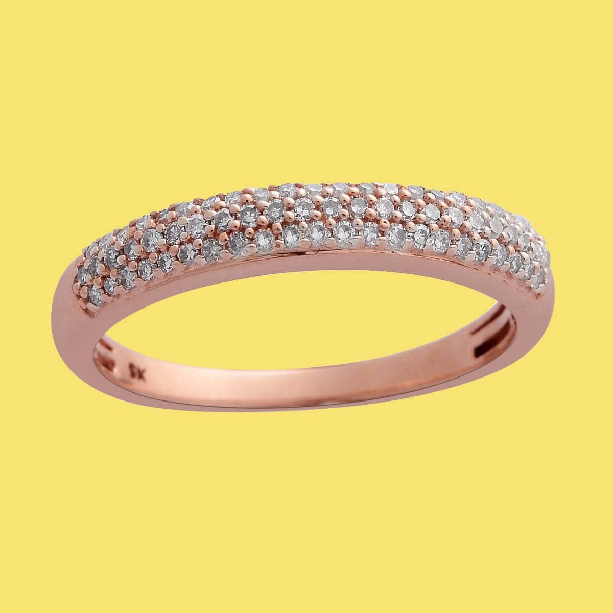 Natural Pink Diamond 3 Row Band Ring in Vermeil Rose Gold Over Sterling Silver (Size 8.0) 0.33 ctw image number 1