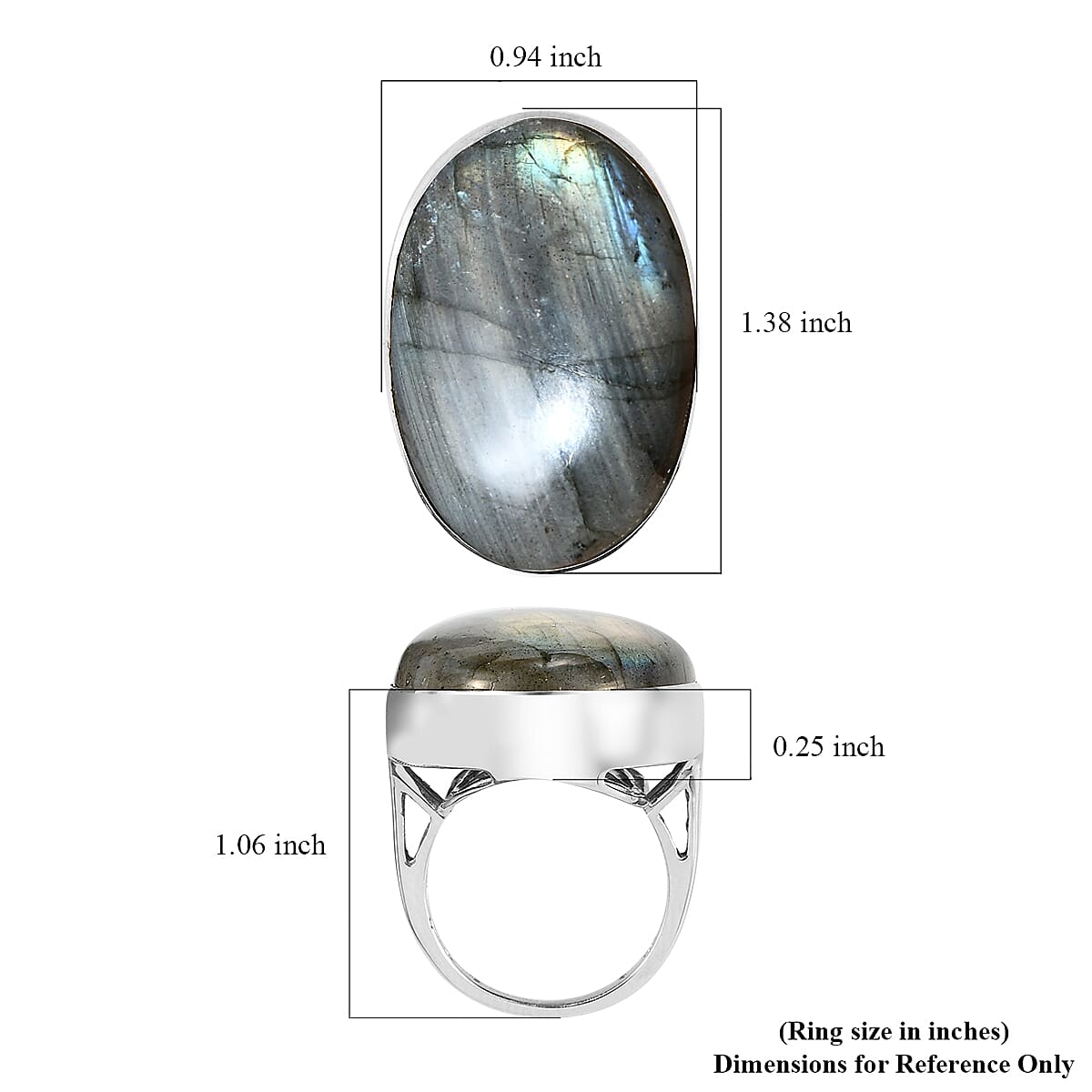 Malagasy Labradorite Solitaire Ring in Platinum Over Sterling Silver (Size 7.0) 34.65 ctw image number 5