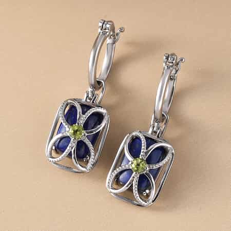 Lapis Lazuli and Peridot Multi Wear Earrings in Stainless Steel 17.20 ctw image number 1