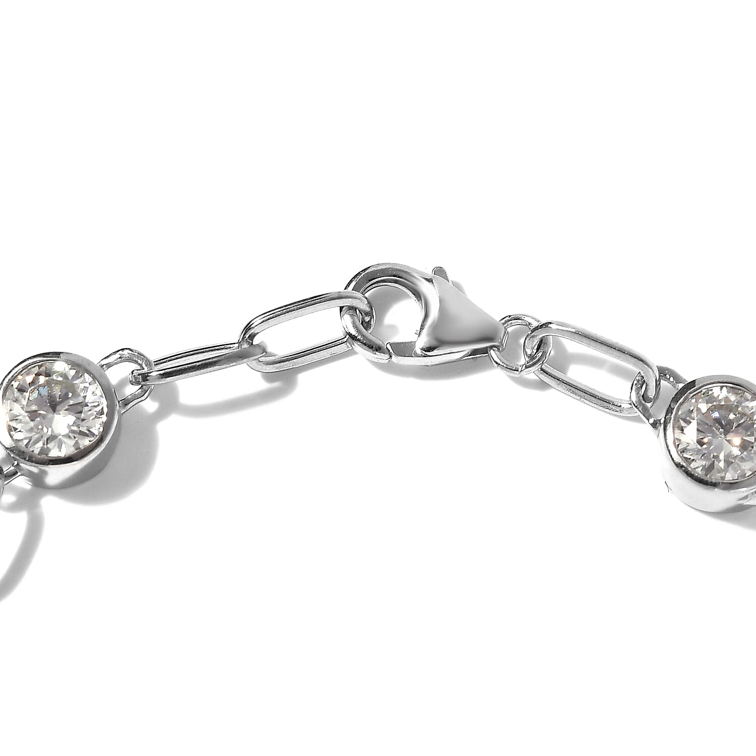 Moissanite Paper Clip Chain Bracelet in Platinum Over Sterling Silver (6.50 In) 3.75 ctw