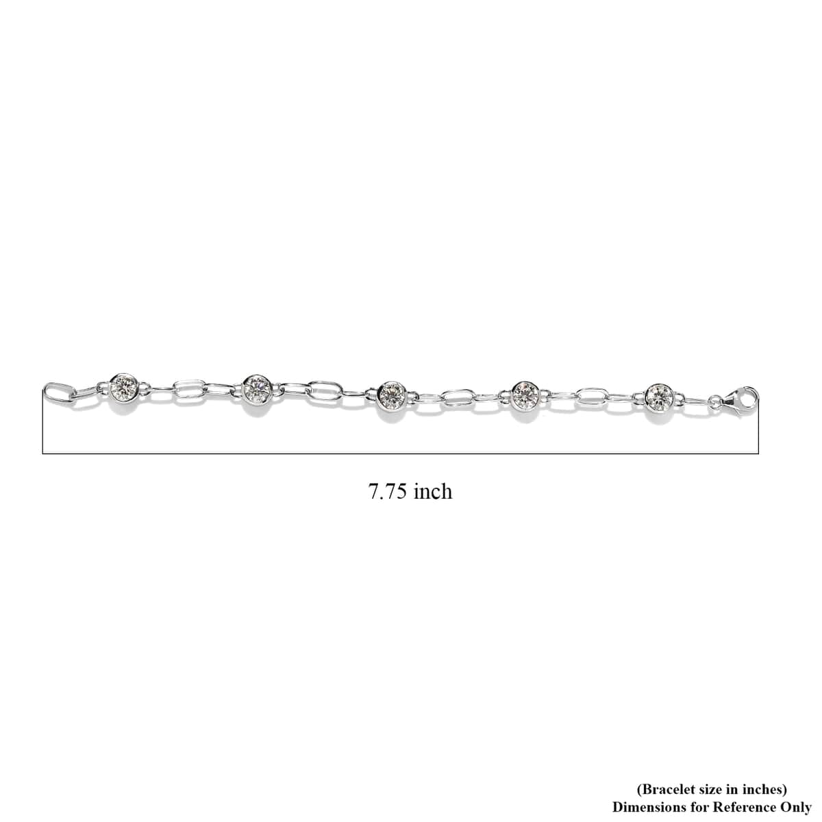 Moissanite Paper Clip Chain Bracelet in Platinum Over Sterling Silver (6.50 In) 3.75 ctw image number 4