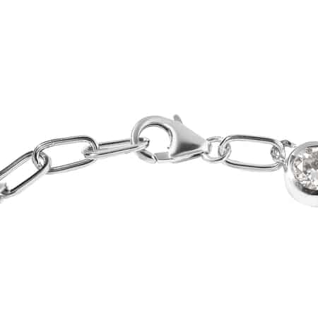 Moissanite Paper Clip Chain Bracelet in Platinum Over Sterling Silver (7.25 In) 3.75 ctw image number 3