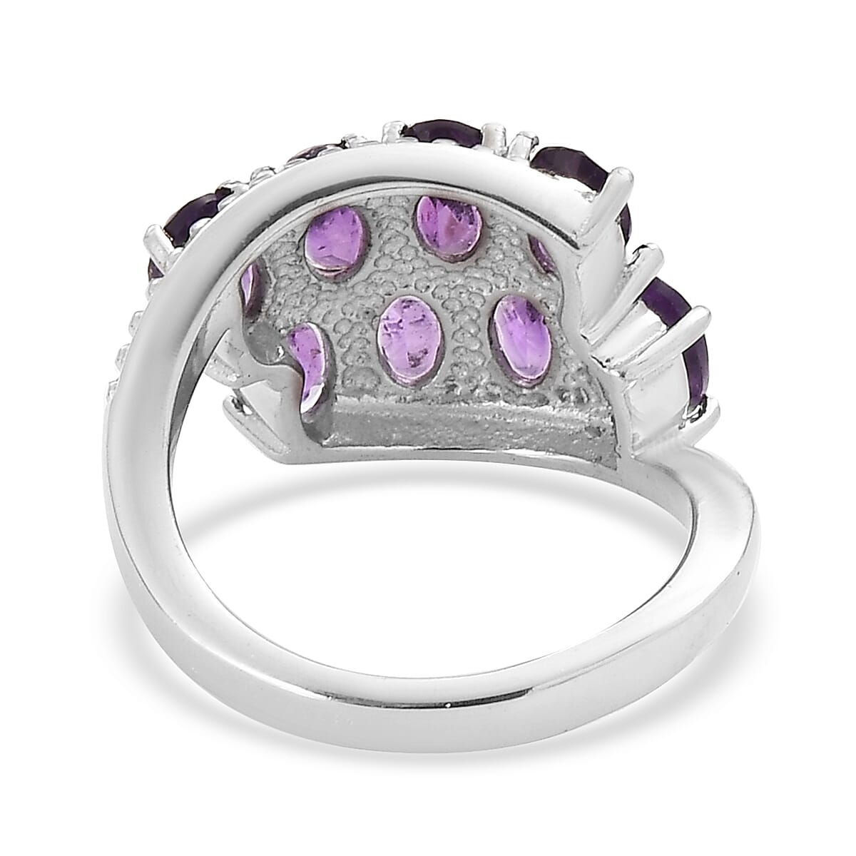 Amethyst Bypass Ring in Stainless Steel (Size 9.0) 2.80 ctw