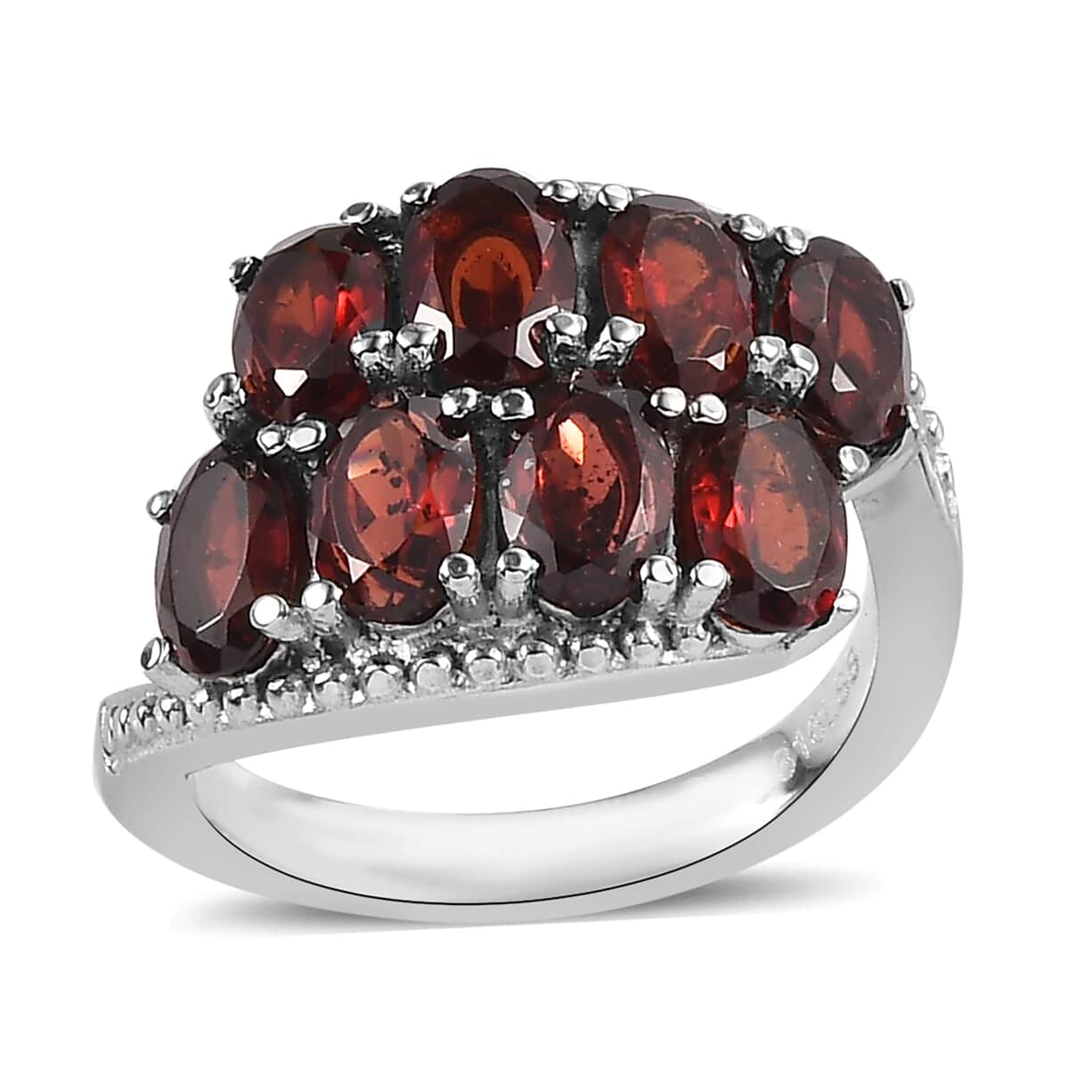 Mozambique Garnet Bypass Ring in Stainless Steel (Size 10.0) 4.15 ctw image number 0