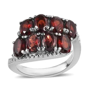 Mozambique Garnet Bypass Ring in Stainless Steel (Size 10.0) 4.15 ctw