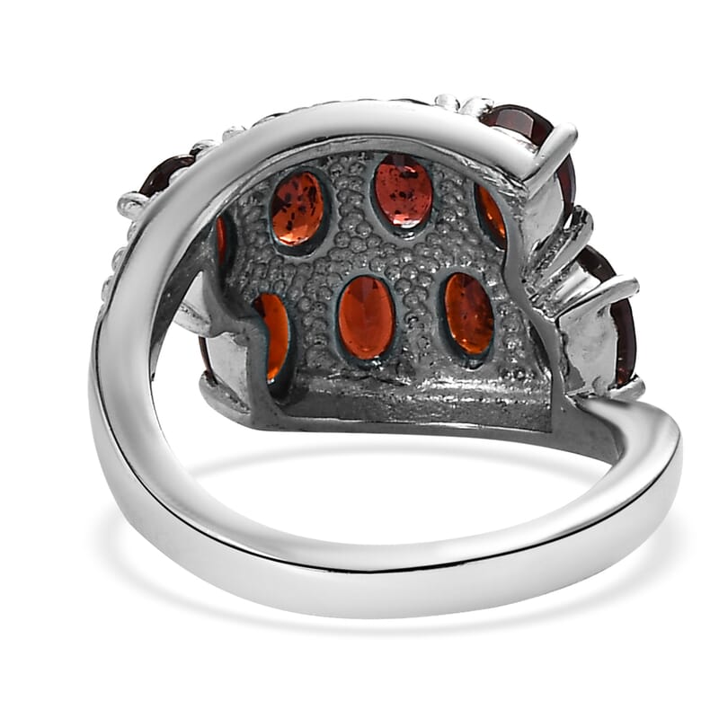 Mozambique Garnet Bypass Ring in Stainless Steel (Size 10.0) 4.15 ctw