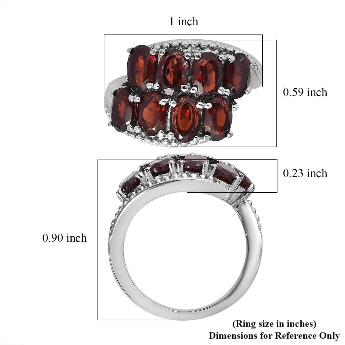 Mozambique Garnet Bypass Ring in Stainless Steel (Size 10.0) 4.15 ctw image number 5