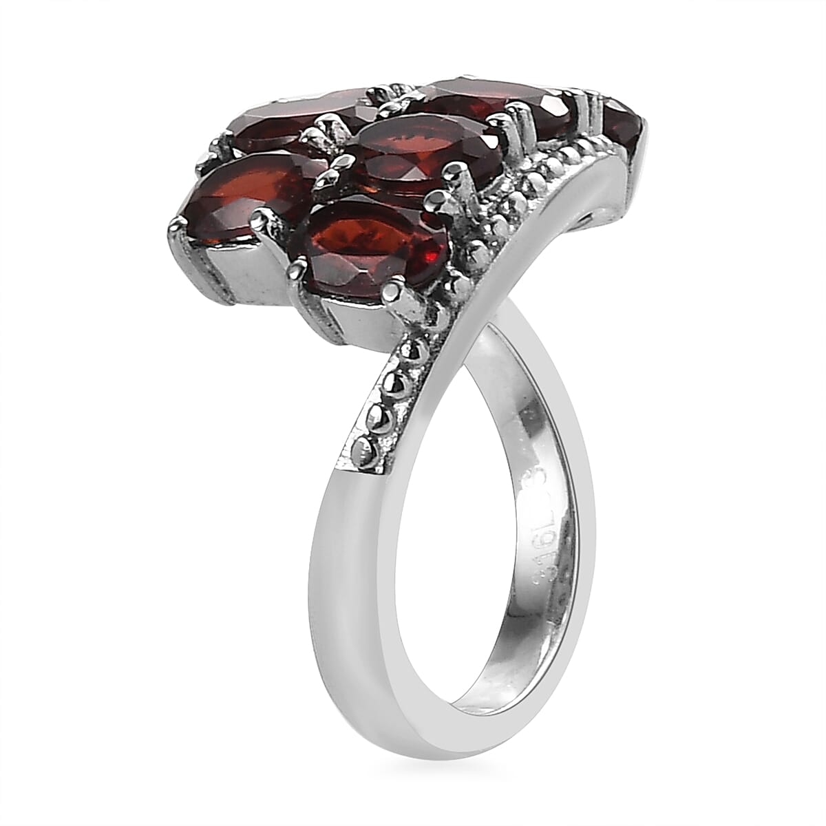Mozambique Garnet Bypass Ring in Stainless Steel (Size 8.0) 4.15 ctw image number 3
