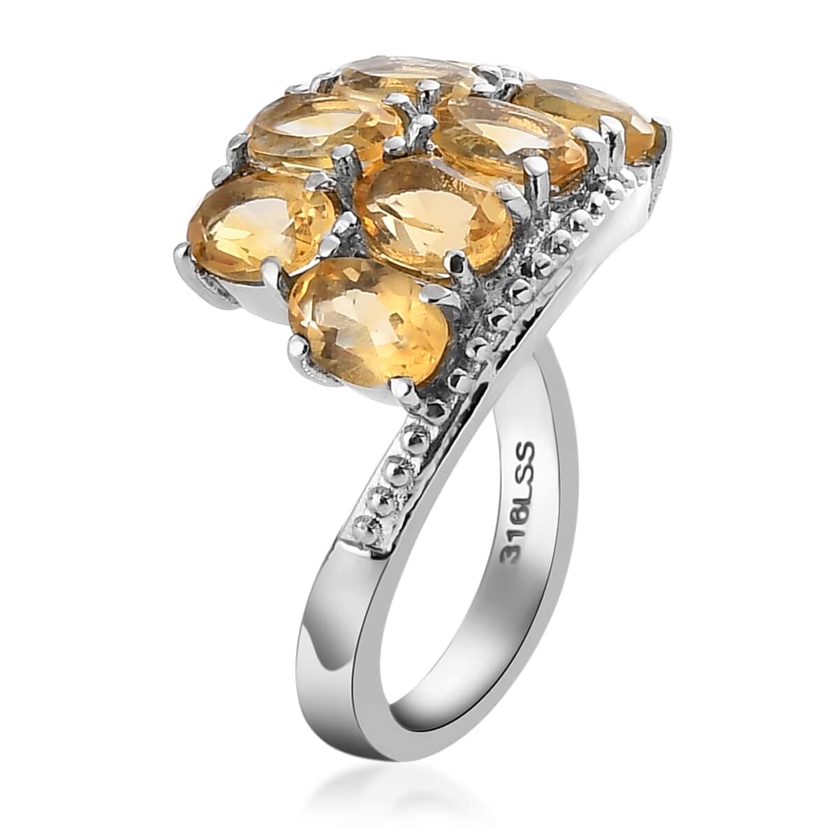 Brazilian Citrine Bypass Ring in Stainless Steel (Size 6.0) 3.35 ctw image number 3