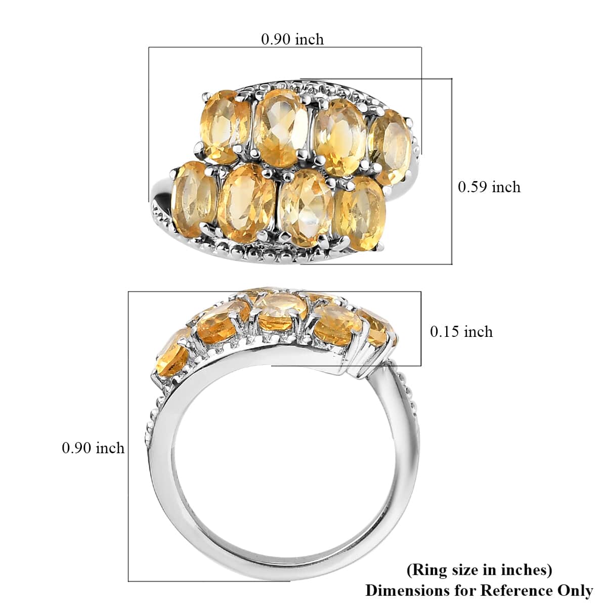 Brazilian Citrine Bypass Ring in Stainless Steel (Size 6.0) 3.35 ctw image number 5