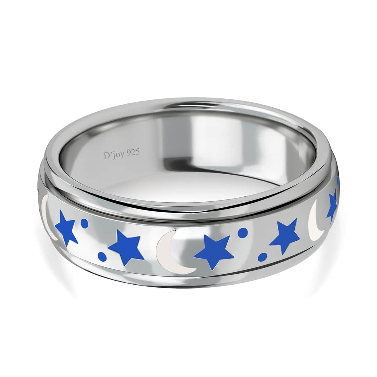 925 Sterling Silver Fidget Ring Spinner Ring Moon Star Anxiety Ring for Women Enameled Jewelry Birthday Gifts image number 6