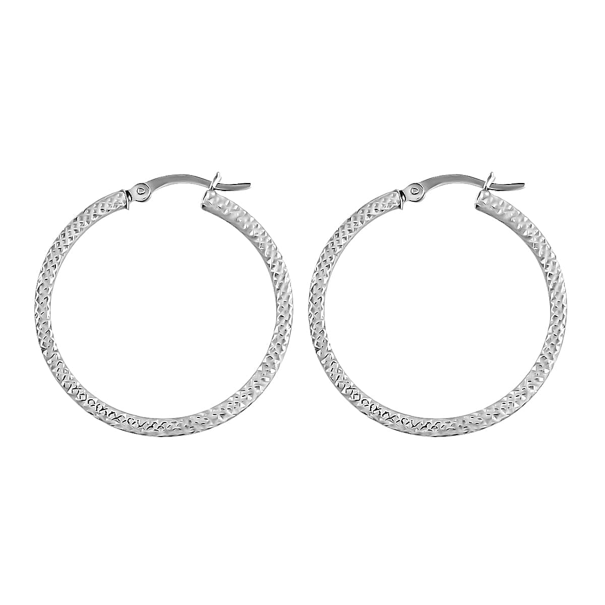 Sterling Silver Dimaond Cut Hoop Earrings 3.70 Grams image number 3