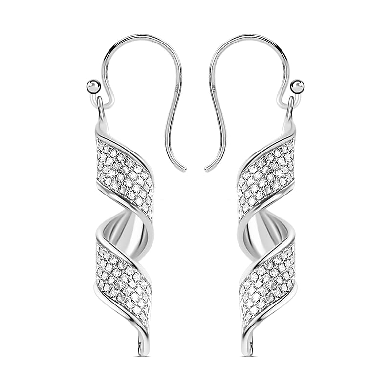 Sterling Silver Glitter Sandblast Spiral Earrings 3.20 Grams