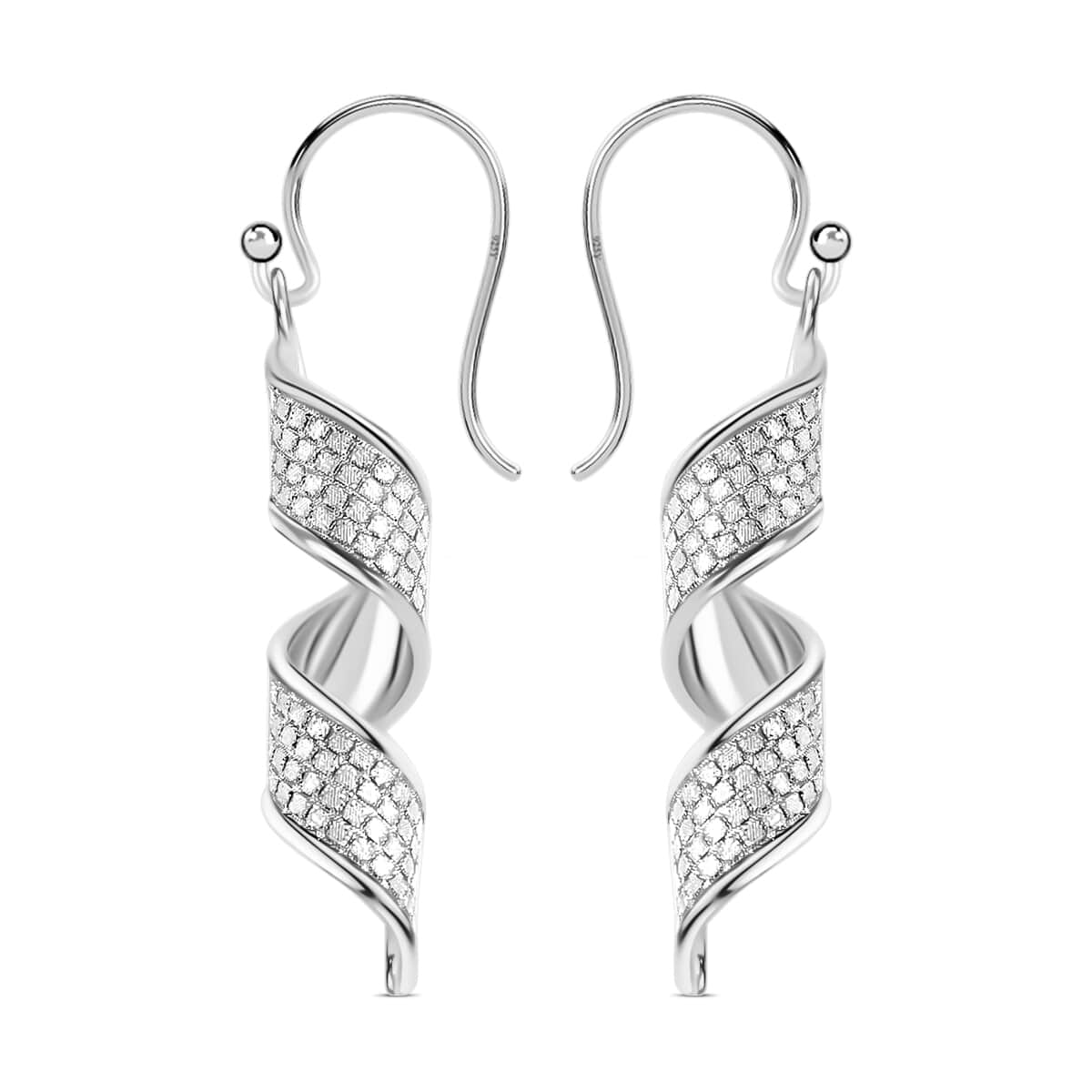 Sterling Silver Glitter Sandblast Spiral Earrings 3.20 Grams image number 0