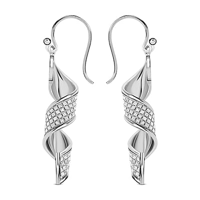 Sterling Silver Glitter Sandblast Spiral Earrings 3.20 Grams