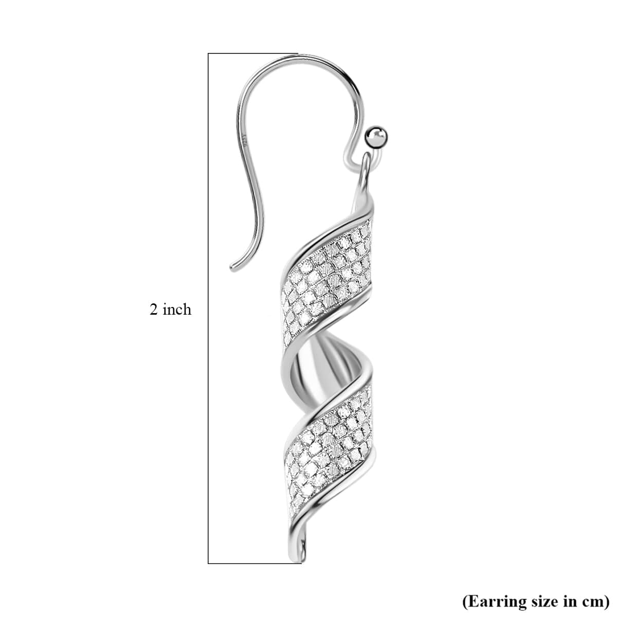 Sterling Silver Glitter Sandblast Spiral Earrings 3.20 Grams image number 4