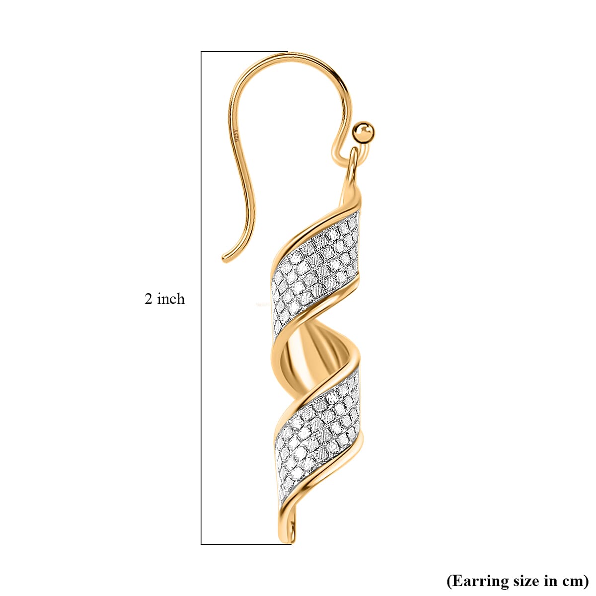 14K Yellow Gold Plated Sterling Silver Glitter Sandblast Spiral Earrings 3.20 Grams image number 4