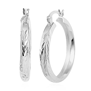 Sterling Silver Pebble Cut Hoop Earrings 2.30 Grams