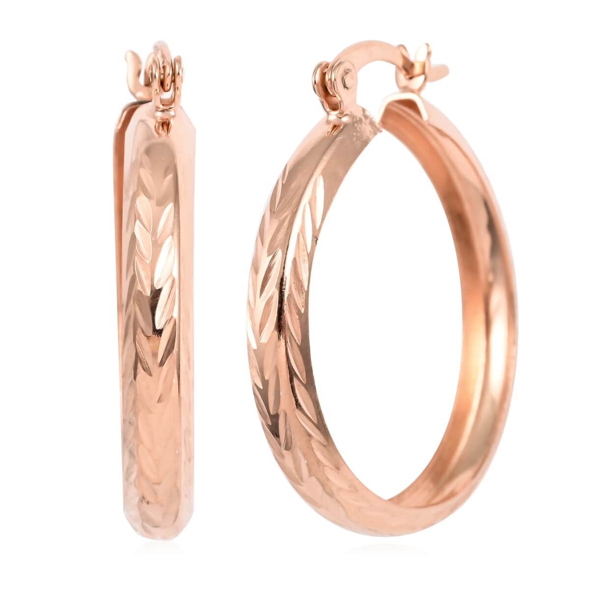 14K Rose Gold Over Sterling Silver Pebble Cut Hoop Earrings 2.30 Grams image number 0