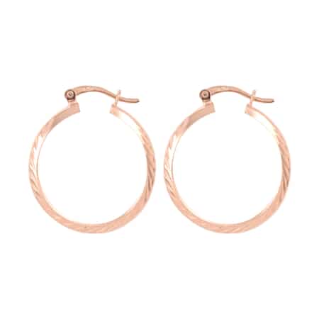 14K Rose Gold Over Sterling Silver Pebble Cut Hoop Earrings 2.30 Grams image number 3