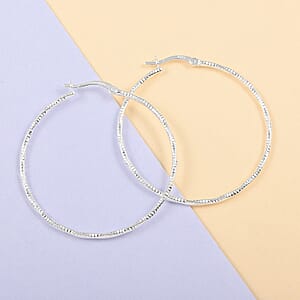 Sterling Silver Diamond-cut Twisted Hoop Earrings 2.50 Grams