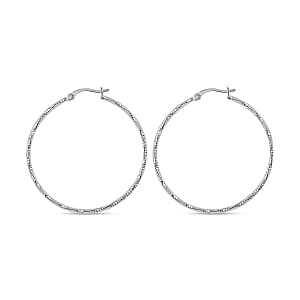 Sterling Silver Diamond-cut Twisted Hoop Earrings 2.50 Grams