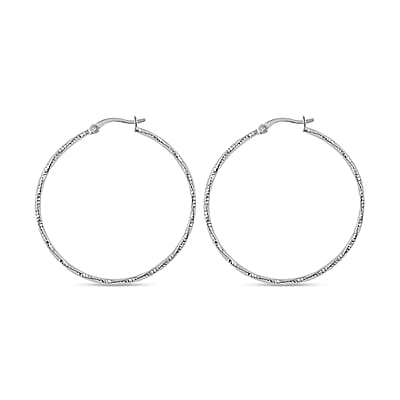 Sterling Silver Diamond-cut Twisted Hoop Earrings 2.50 Grams