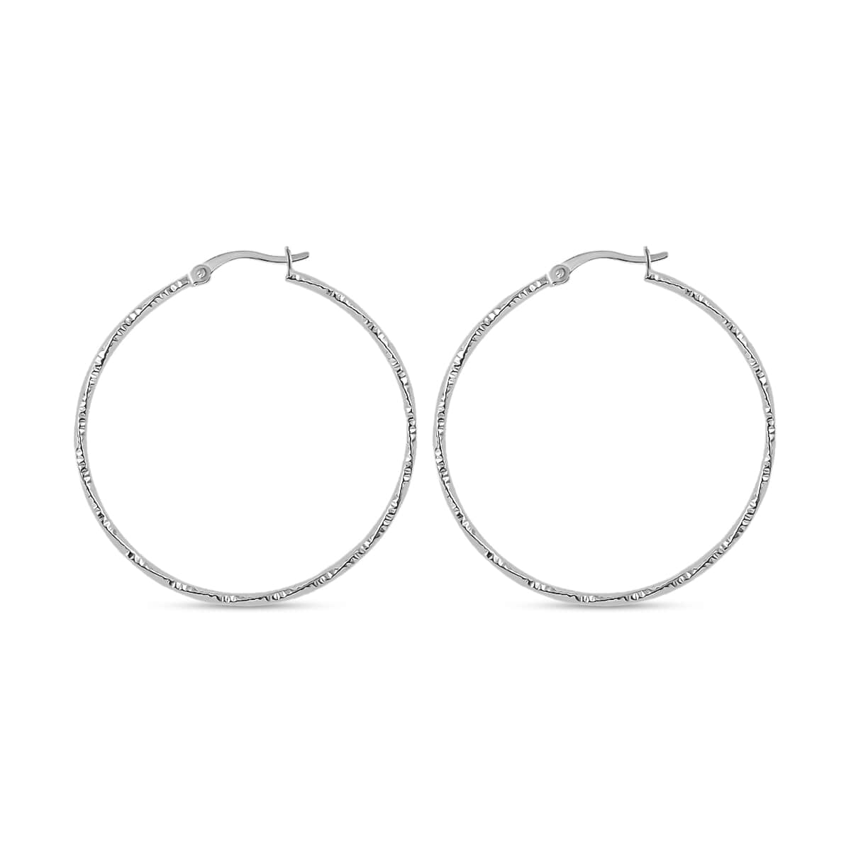 Sterling Silver Diamond-cut Twisted Hoop Earrings 2.50 Grams image number 3