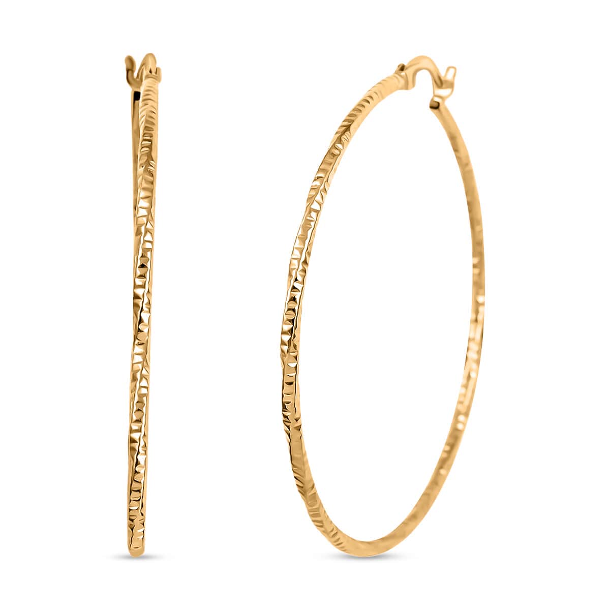 Diamond-cut Twisted Hoop Earrings in 14K Yellow Gold Over Sterling Silver 2.50 Grams image number 0