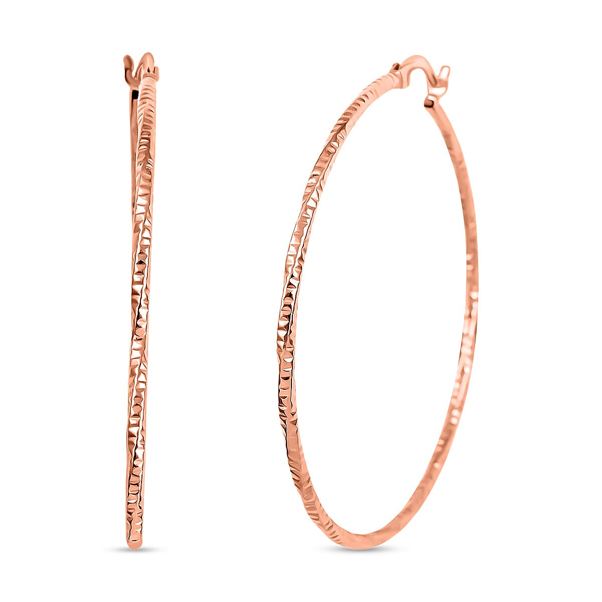 Diamond-cut Twisted Hoop Earrings in 14K Rose Gold Over Sterling Silver 2.50 Grams image number 0