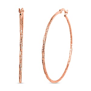 Diamond-cut Twisted Hoop Earrings in 14K Rose Gold Over Sterling Silver 2.50 Grams