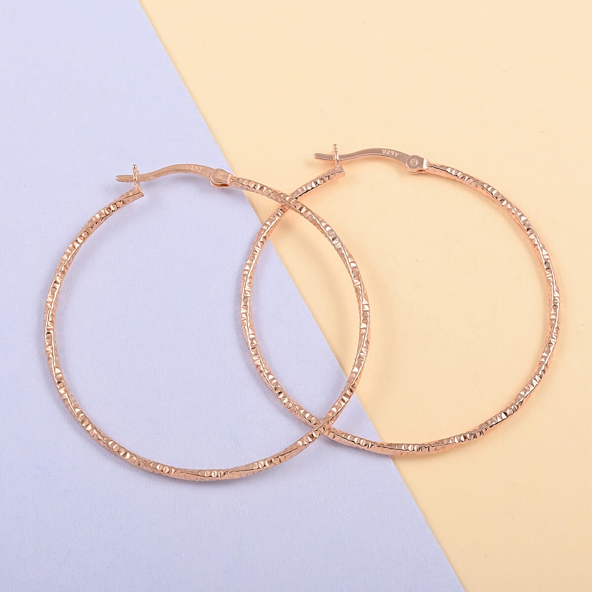 Diamond-cut Twisted Hoop Earrings in 14K Rose Gold Over Sterling Silver 2.50 Grams image number 1