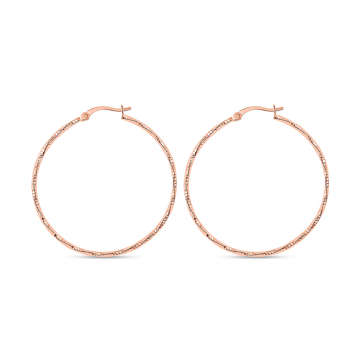 Diamond-cut Twisted Hoop Earrings in 14K Rose Gold Over Sterling Silver 2.50 Grams image number 3