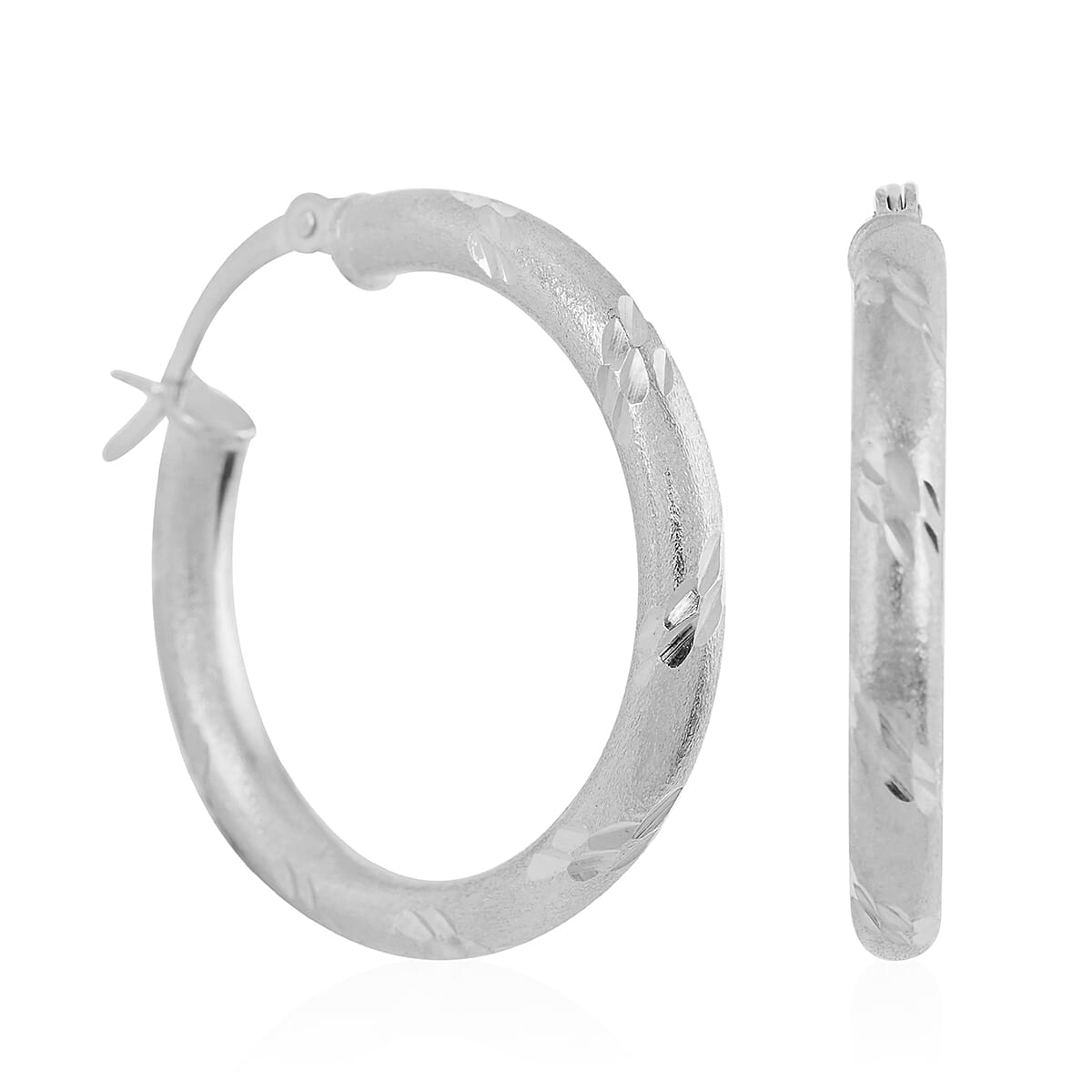 Sterling Silver Hoop Earrings 2.90 Grams image number 0