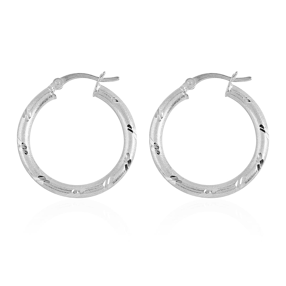 Sterling Silver Hoop Earrings 2.90 Grams image number 3