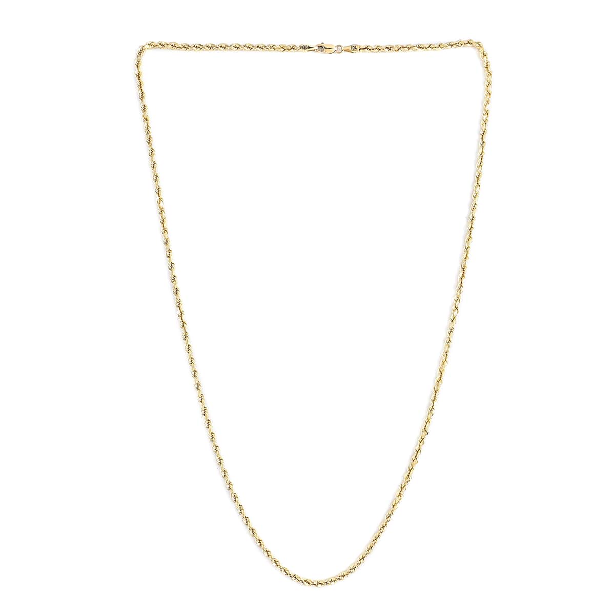 Italian 10K Yellow Gold 3.5mm Rope Necklace 26 Inches 7.60 Grams image number 2