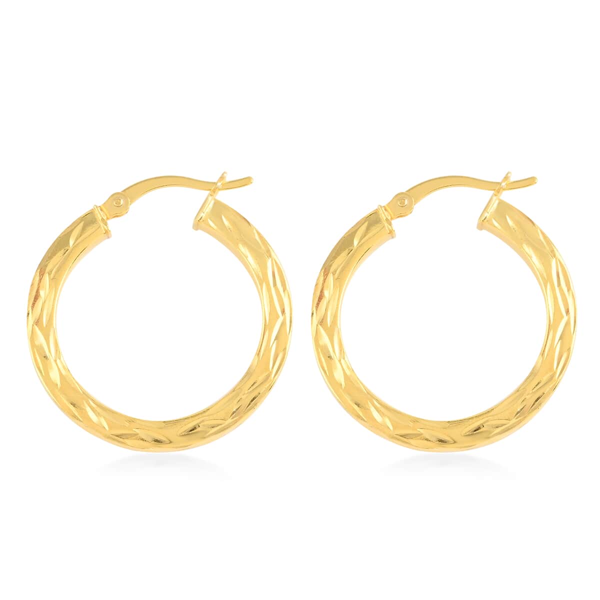 14K Yellow Gold Over Sterling Silver Hoop Earrings 3.30 Grams image number 0