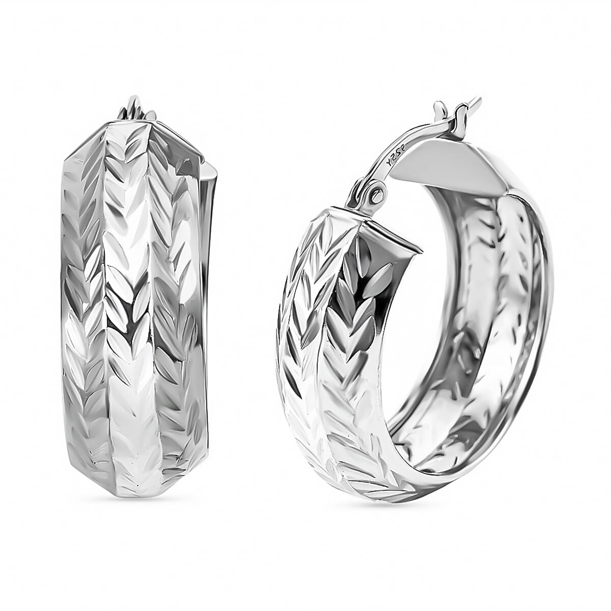 Sterling Silver Chevron Hoop Earrings 4 Grams image number 0