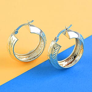 Sterling Silver Chevron Hoop Earrings 4 Grams