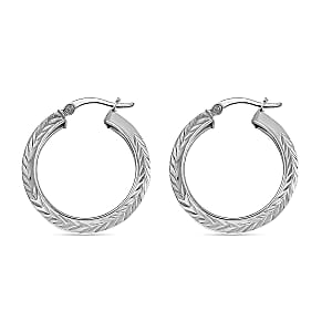 Sterling Silver Chevron Hoop Earrings 4 Grams