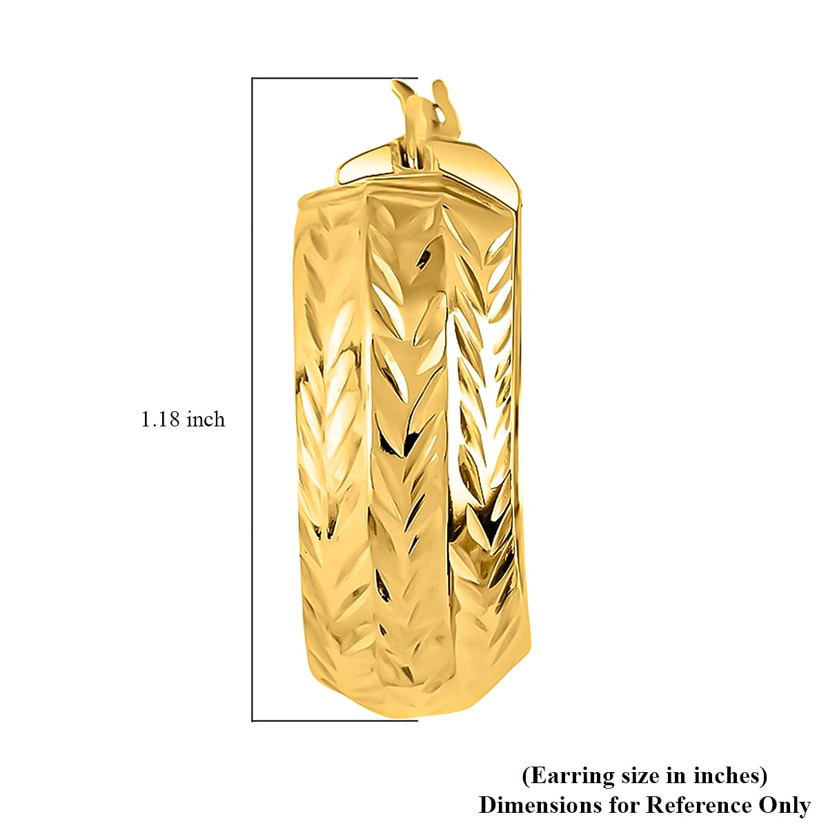 14K Yellow Gold Plated Sterling Silver Chevron Hoop Earrings 4 Grams image number 4