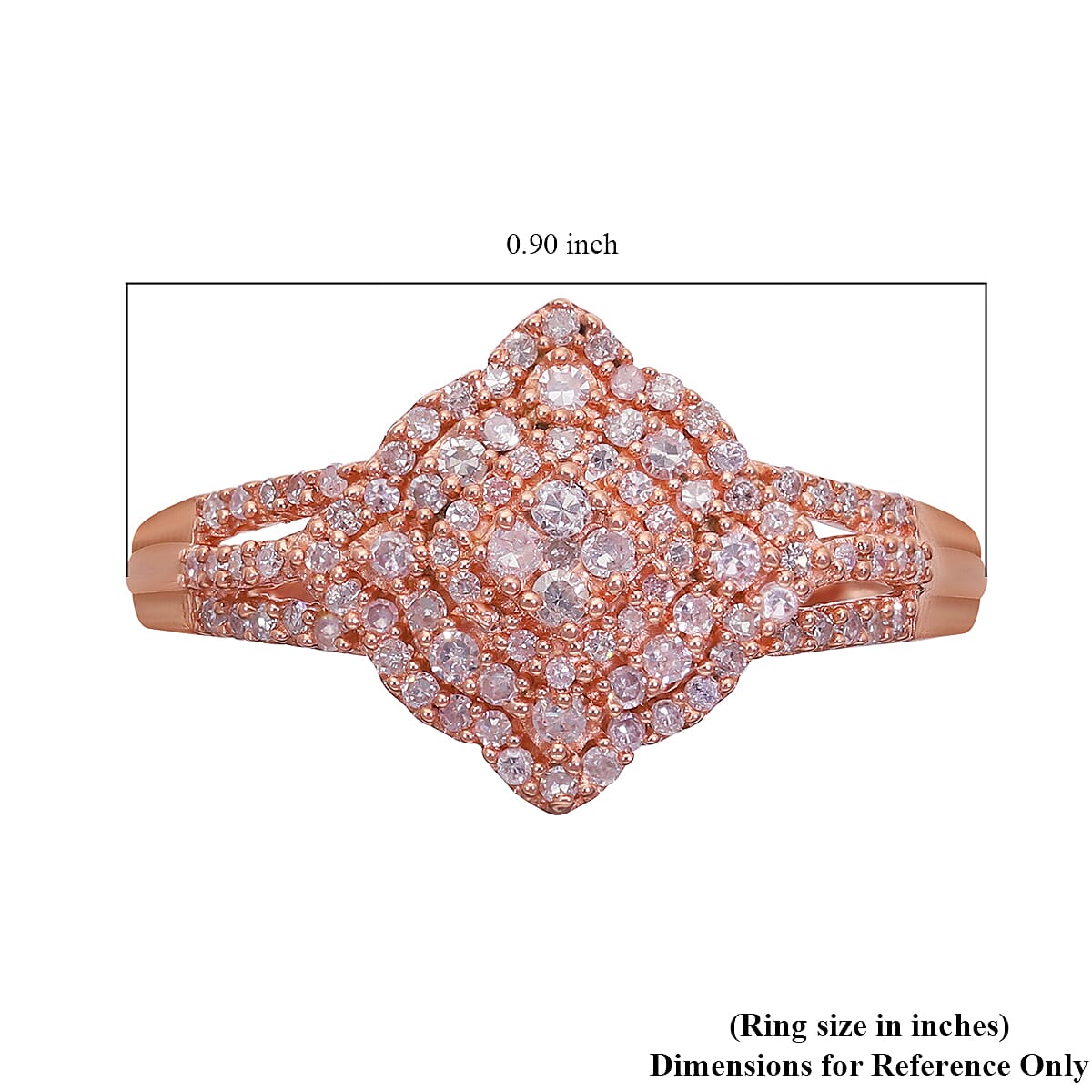 Natural Pink Diamond I3 Ring in Vermeil Rose Gold Over Sterling Silver (Size 10.0) 0.50 ctw