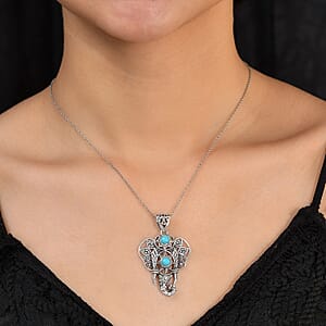 Sleeping Beauty Turquoise 0.10 ctw Pendant without Chain in Sterling Silver